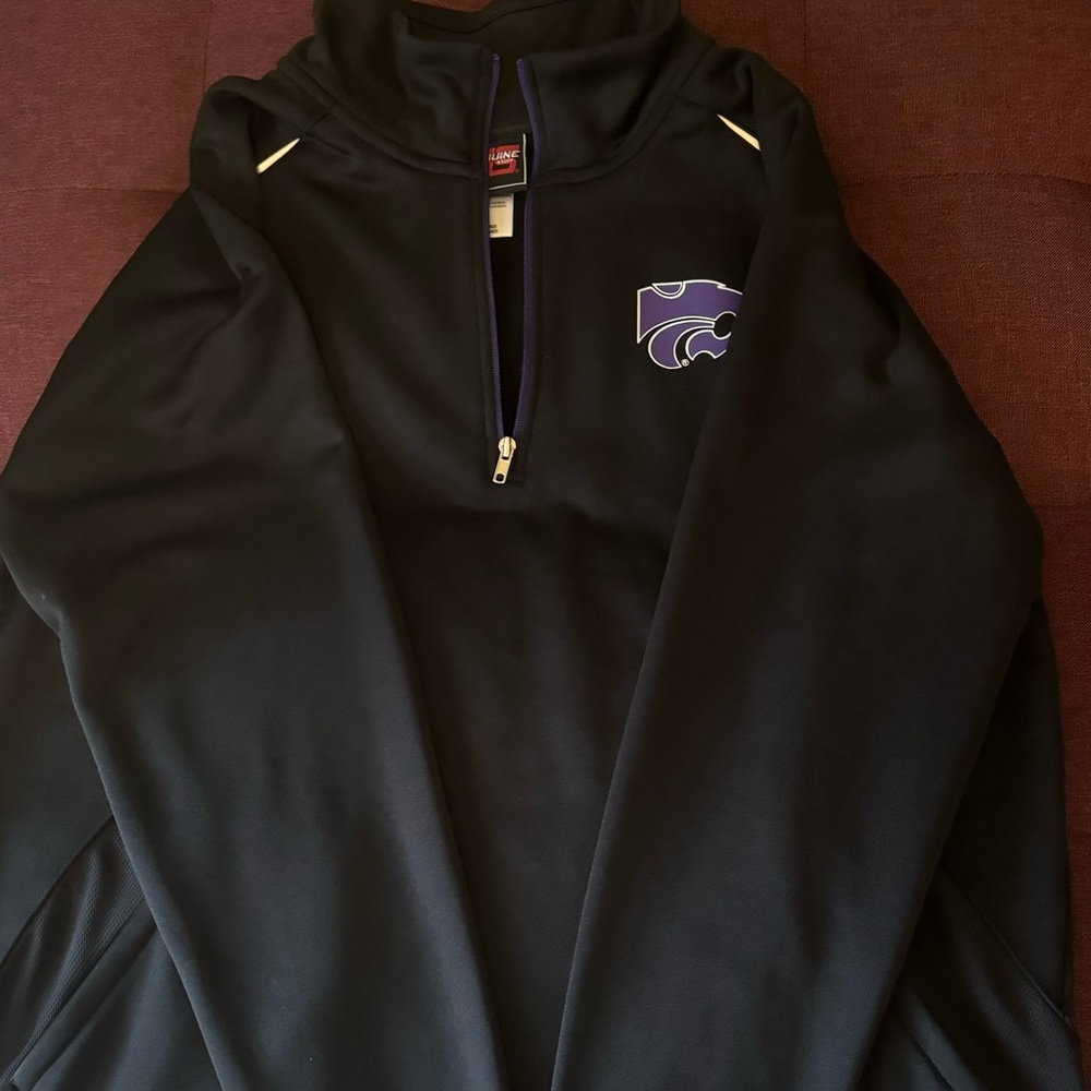 Men's Black and Purple Quarter-Zip Jacket